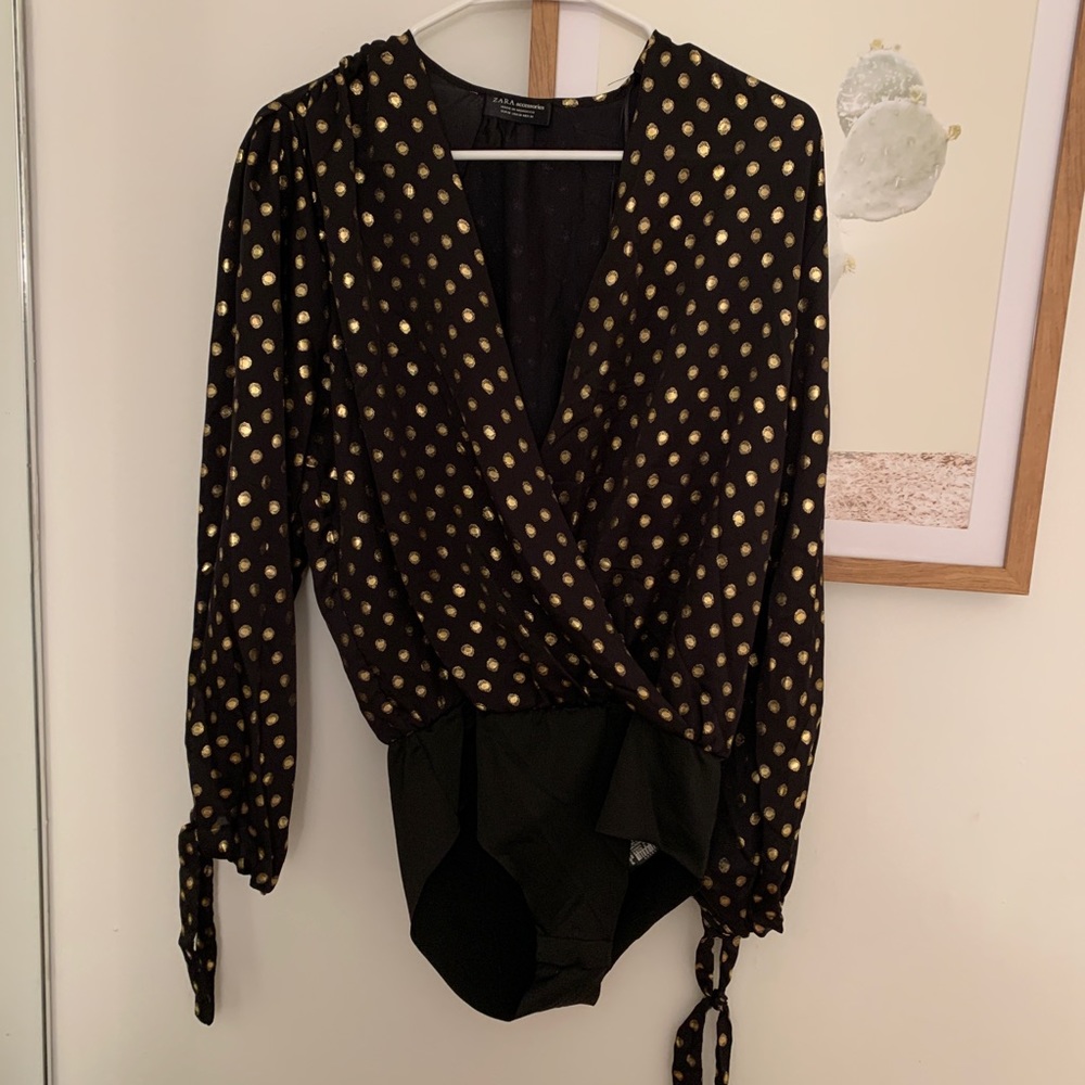 Zara black/gold Bodysuit